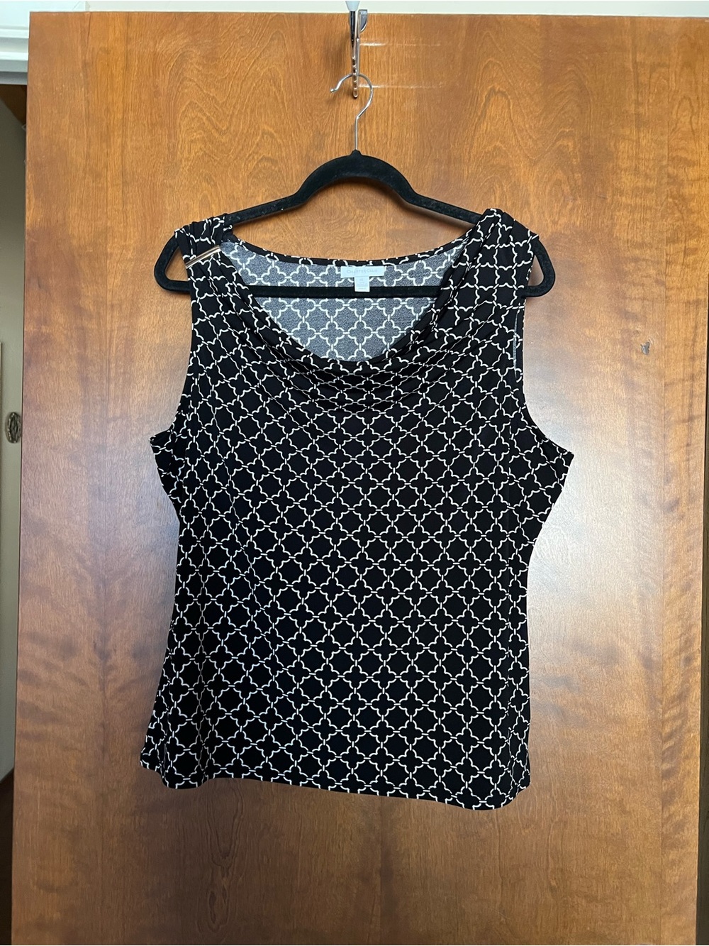 Charter Club Black and White Sleeveless Cowl Neck Camisole